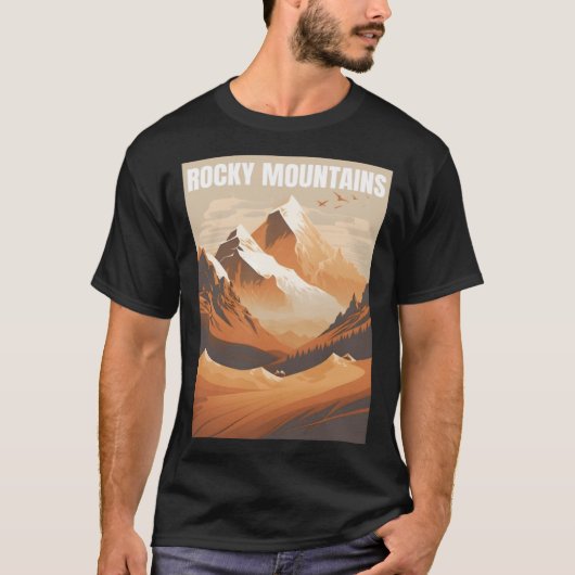 Rocky Mountains Minimalistische Landschaft T-Shirt (Vorderseite)