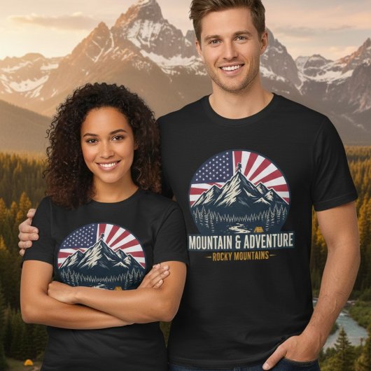 Rocky Mountains Patriotisches Abenteuer Herren T-S Tri-Blend Shirt