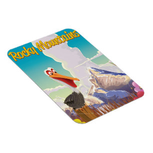 Rocky Mountains Pelikan Reiseplakat Magnet