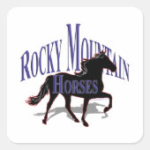 Rocky Mountains Pferde Silhouette Fett Text Quadratischer Aufkleber (Vorderseite)