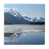 Rocky Mountains Reflektion in Maligne Lake Fliese (Vorderseite)