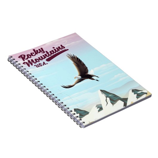 Rocky Mountains USA Vintage Reiseplakat Notizblock (Rechte Seite)