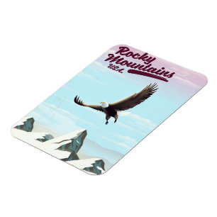 Rocky Mountains USA Vintage-Reiseposter Magnet