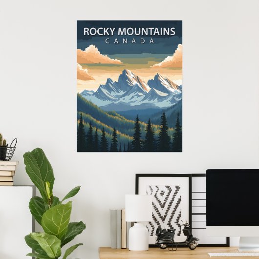 Rocky Mountains - Vintage Travel Poster of Canada" (Heimbüro)
