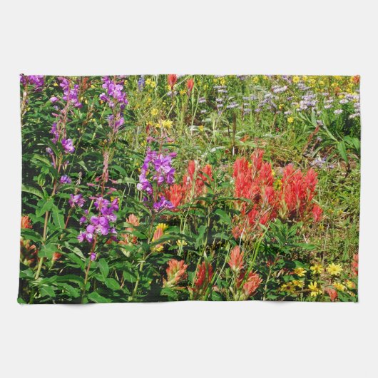 Rocky Mountains-Wildblumen Geschirrtuch (Horizontal)