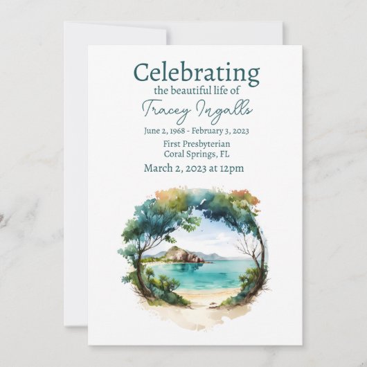 Rocky Ocean Circle Beerdigung Feier des Lebens Einladung (Vorderseite)