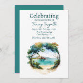 Rocky Ocean Circle Beerdigung Feier des Lebens Einladung (Vorne/Hinten)