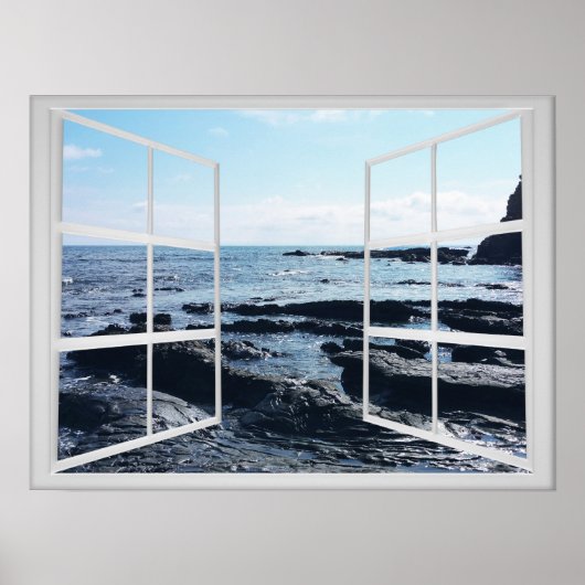 Rocky Ocean Coast mit Fensterrahmen Poster (Vorne)