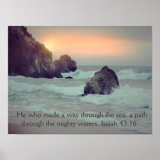 Rocky Ocean Shore mit Bible Verse Poster (Vorne)