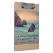 Rocky Ocean Shore und Sunset Bible Verse Clipboard Klemmbrett (Rechts)