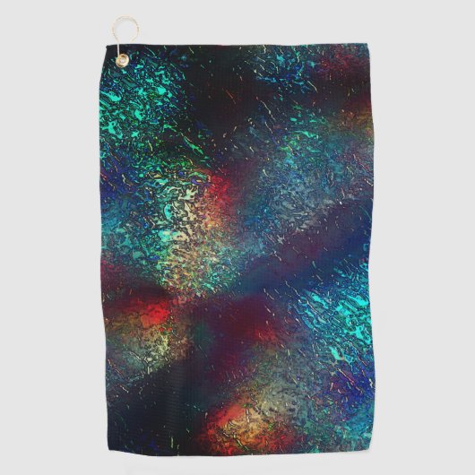 Rocky- oder Aluminiumfolie unter blauem und rotem Golfhandtuch (Vorderseite)