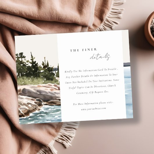 Rocky Pine Mountain Seascape Hochzeiten Details Begleitkarte