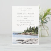 Rocky Pine Mountain Wasserfarbe Seascape Geburtsta Einladung (Stehend Vorderseite)