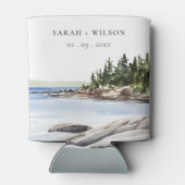 Rocky Pine Mountain Wasserfarbe Seascape Hochzeit Dosenkühler (Rückseite)