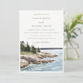 Rocky Pine Mountain Wasserfarbe Seascape Hochzeit Einladung (Stehend Vorderseite)