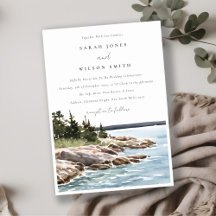 Rocky Pine Mountain Wasserfarbe Seascape Hochzeit