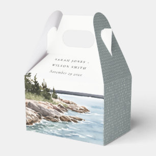 Rocky Pine Mountain Wasserfarbe Seascape Hochzeit Geschenkschachtel