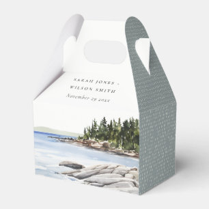 Rocky Pine Mountain Wasserfarbe Seascape Hochzeit Geschenkschachtel