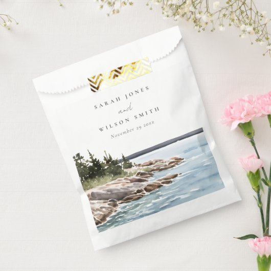 Rocky Pine Mountain Wasserfarbe Seascape Hochzeit Geschenktütchen (Versiegelt)