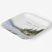 Rocky Pine Mountain Wasserfarbe Seascape Hochzeit Pappteller (Gewinkelt)