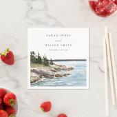 Rocky Pine Mountain Wasserfarbe Seascape Hochzeit Serviette (Beispiel)