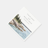 Rocky Pine Mountain Wasserfarbe Seascape Hochzeit Serviette (Ecke)