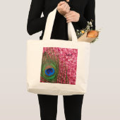 Rocky Pink Peacock Feather Jumbo Stoffbeutel (Vorderseite (Produkt))