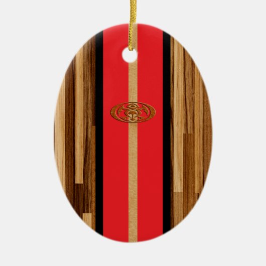 Rocky Point Hawaiian Engineered FauxWood Surfboard Keramik Ornament (Vorne)