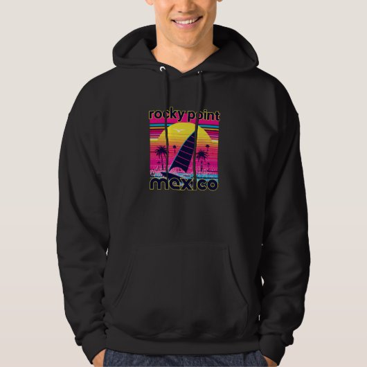 Rocky Point Retro 80s Style Souvenir Beach Hoodie (Vorderseite)