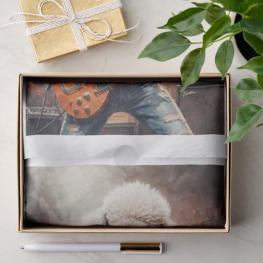 Rocky Poodle spielt Gitarre beim Konzert - Seidenpapier (Geschenk)