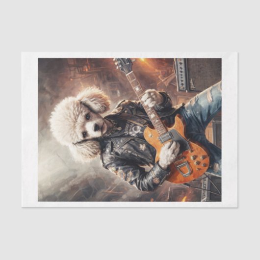 Rocky Poodle spielt Gitarre beim Konzert - Seidenpapier (Vorderseite)