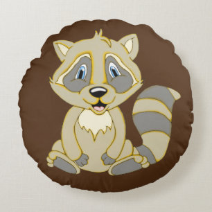 Rocky Raccoon Round Throw Kissen