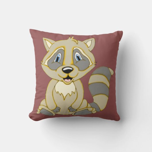 Rocky Raccoon Square Kissen (Vorderseite)