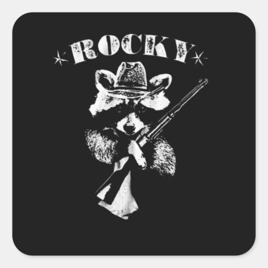 Rocky Racoon Quadratischer Aufkleber (Vorderseite)
