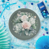 Rocky River Deep Green Blush Pink Roses Dusche Pappteller (Party)