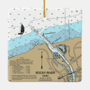 Rocky River Ohio Nautical Chart Keramikornament