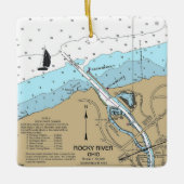 Rocky River Ohio Nautical Chart Keramikornament (Vorderseite)