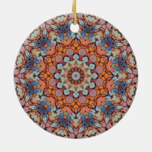 Rocky Roads Rustic Orange Vintage Kaleidoskop Keramikornament