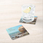 Rocky Seashore Rechteckiger Pappuntersetzer (Vor Ort)