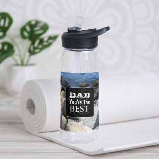 Rocky Shore Sea Photo Father's Day Bible Verse  Trinkflasche