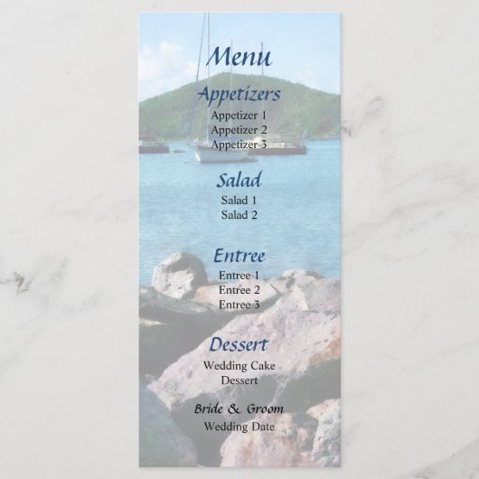 Rocky Shore St. Thomas Wedding Menu Menükarte (Vorderseite)
