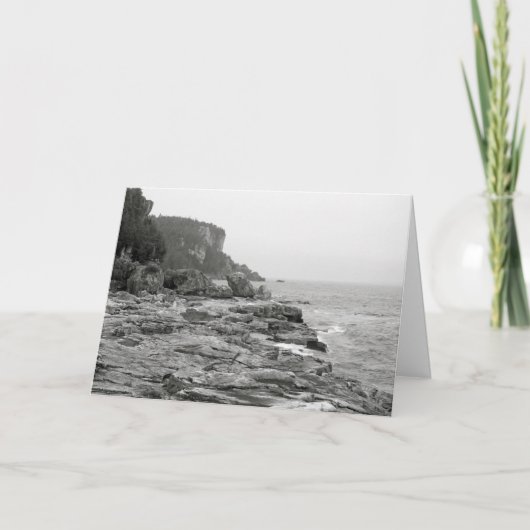 Rocky Shoreline Black and White Foto Note Card Dankeskarte (Vorderseite)