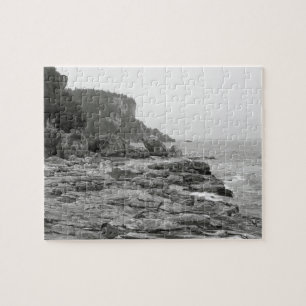 Rocky Shoreline Black and White Foto Puzzle