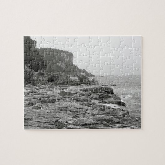 Rocky Shoreline Black and White Foto Puzzle (Horizontal)