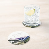 Rocky Snow Mountain Wasserfarbenwelt Hochzeit Runder Pappuntersetzer (Vor Ort)
