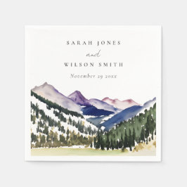 Rocky Snow Mountain Wasserfarbenwelt Hochzeit Serviette