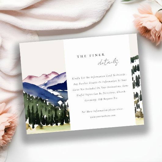 Rocky Snow Pine Landschaft Hochzeiten Details Begleitkarte