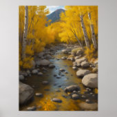 Rocky Stream mit goldenen Aspen Bäumen, Malerei Poster (Vorne)