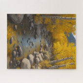 Rocky Stream mit goldenen Aspen Bäumen, VS 2 Gemäl Puzzle (Horizontal)