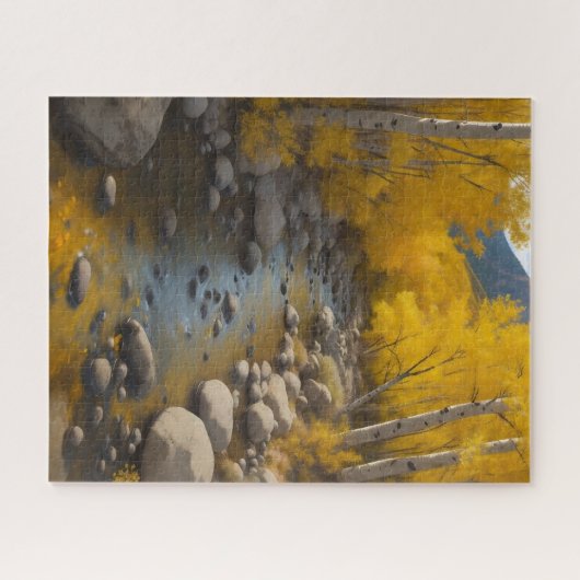 Rocky Stream mit goldenen Aspen Bäumen, VS 2 Gemäl Puzzle (Horizontal)